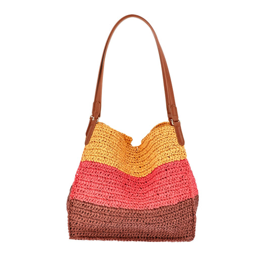 Women's Foldable Gradient Straw Beach Bag